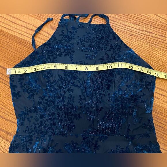 Jodi Kristopher Sparkly Navy Blue Fit and Flare Tulle Dress - Picture 10 of 12